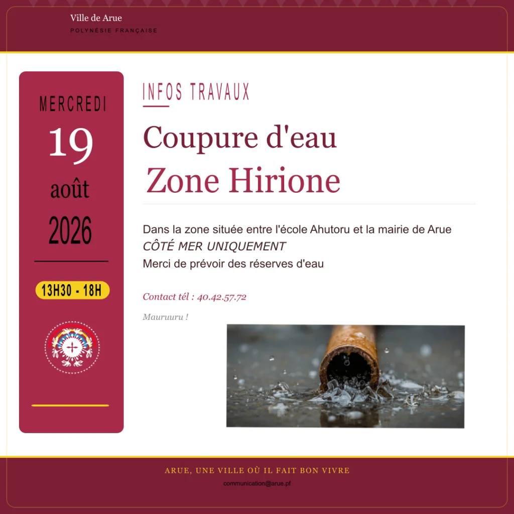 Coupure d’eau ce mercredi après-midi