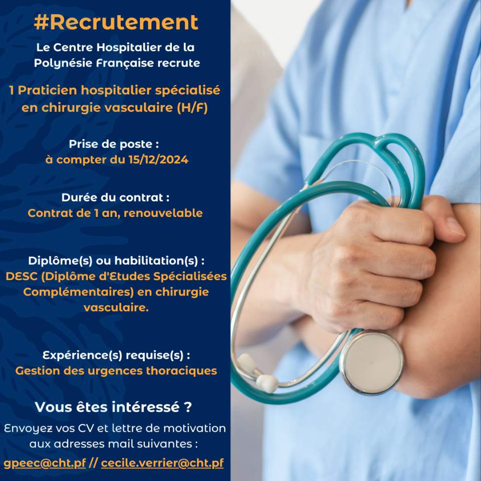 Recrutement 1 Praticien hospitalier spécialisé en chirurgie vasculaire