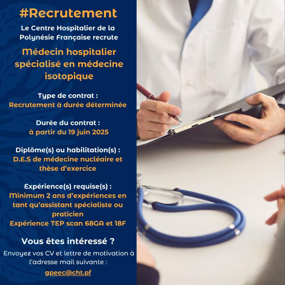 Recrutement 1 Médecin hospitalier spécialisé en médecine isotopique (H/F)