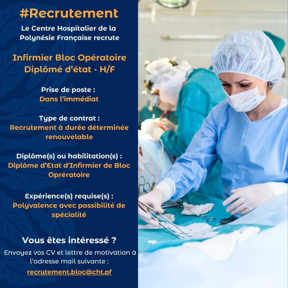 Recrutement Infirmier Bloc Opératoire Diplômé d’état (H/F)