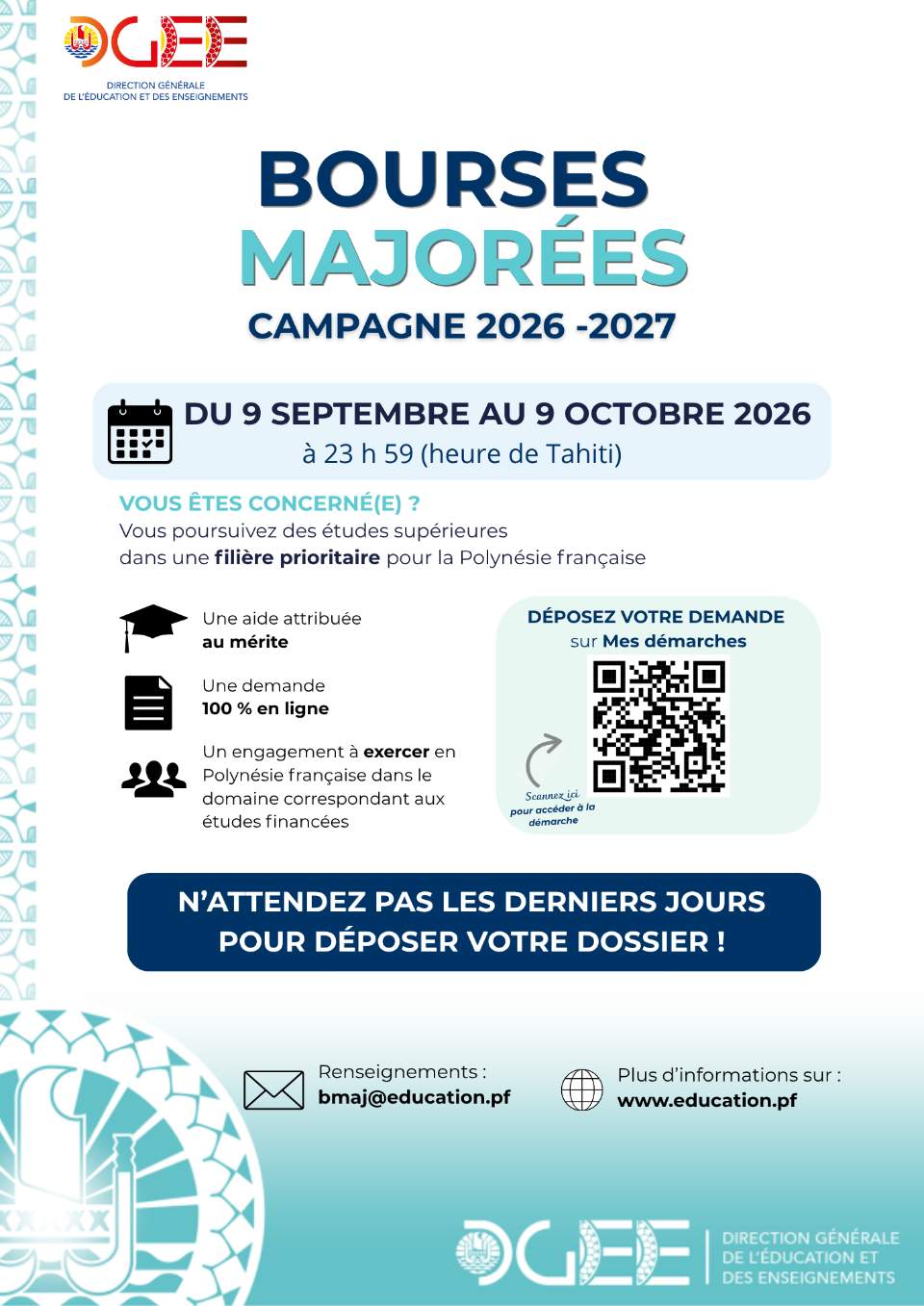 Bourse majorée : Campagne d’inscription 2026-2027