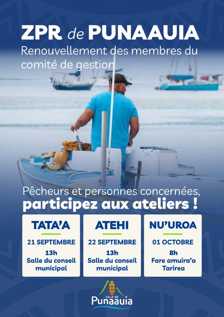 Renouvellement des membres du Comité de gestion des Zones de Pêche Réglementée de Punaauia