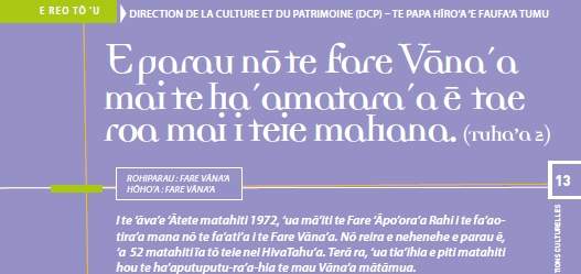 E parau nō te Fare Vana ´a mai te ha´amatara´a ē tae roa mai i teie mahana. (Tuha’a 2) (Hiro’a n° 207 – Mars 2025)