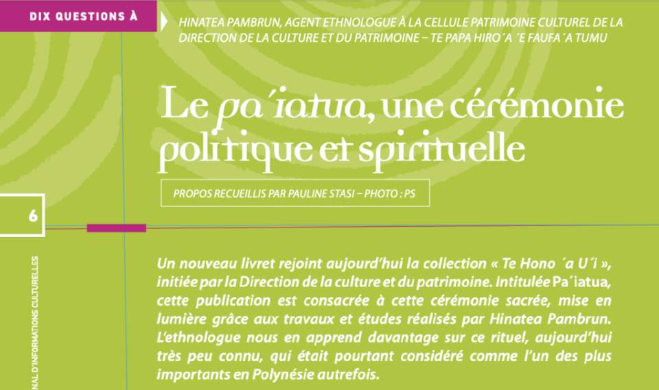 Le pa ́iatua, une cérémonie politique et spirituelle (Hiro’a n° 209 – Mai 2025)