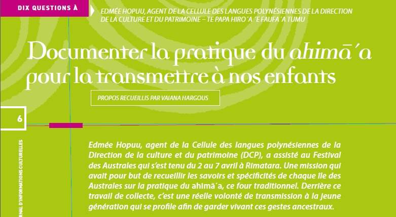 Documenter la pratique du ahimā’a (Hiro’a n° 210 – Juin 2025)