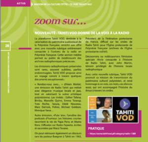 ZOOM SUR … NOUVEAUTÉ : TAHITI VOD DONNE DE LA VOIX À LA RADIO – (Hiro’a n° 213 – Septembre 2025)
