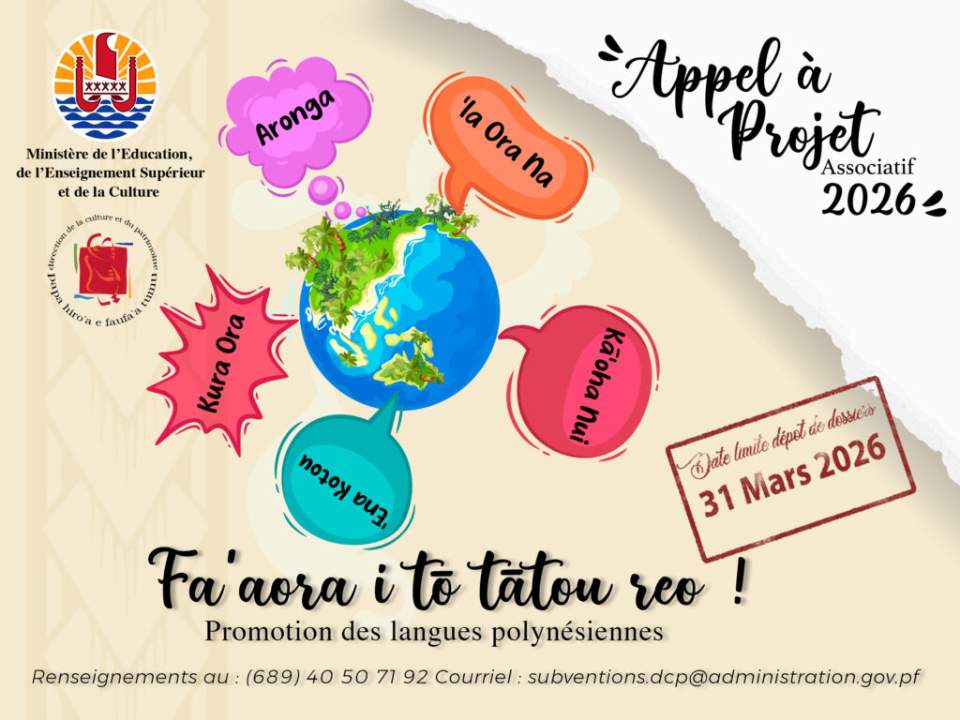 APPEL A PROJETS 2026 : PROMOTION DES LANGUES POLYNESIENNES