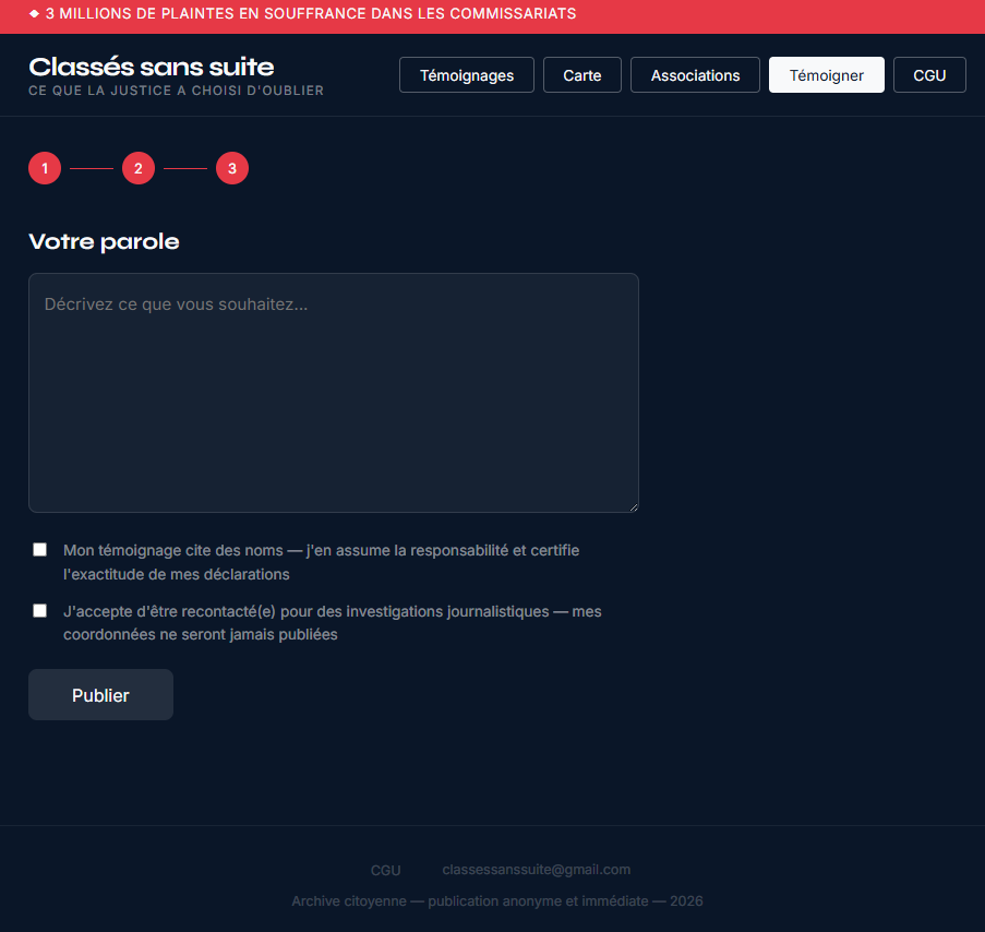 « Classés sans suite » : une plateforme pour témoigner des violences restées sans réponse judiciaire