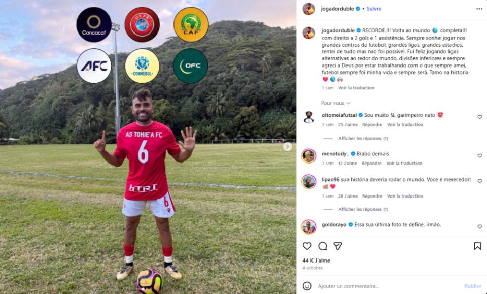 Football : le Brésilien Sergio Barbosa Jr. a rejoint l’AS Tohie’a à Moorea